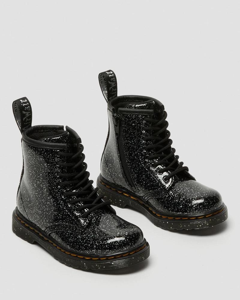 Black Kids' Dr Martens Toddler 1460 Glitter Lace Up Boots | CA 691BEX